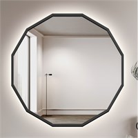 Многоугольное зеркало с парящей подсветкой в чёрной раме 50х50 10183 - фото 774